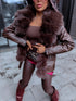 Choco jacket with brown fur "LUX FUR" FL47
